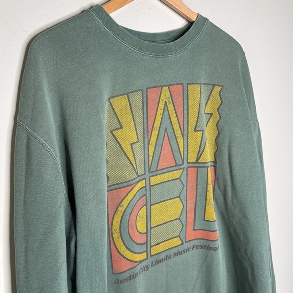 Austin City Limits Long Sleeve Pullover Crewneck Sweatshirt in Green Size 2XL - Picture 3 of 7